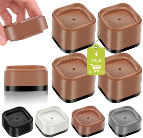 4 Pack Furniture Risers 2 Inch, Adjustable Bed Risers Heavy Duty for Table Desk Couch Chair Sofa Cabinet Bed Legs Dorm, Square Stackable Bed Raisers Blocks Lift Height 1", 2",3"or 4", Brown