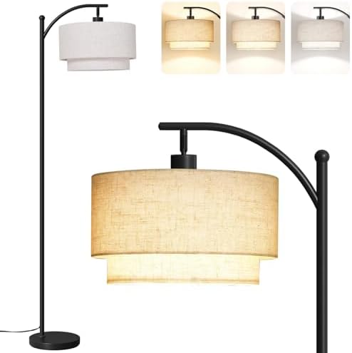 SUNMORY Floor Lamps for Living Room with 12W LED Bulb, Arc Lamp with 3 CCT