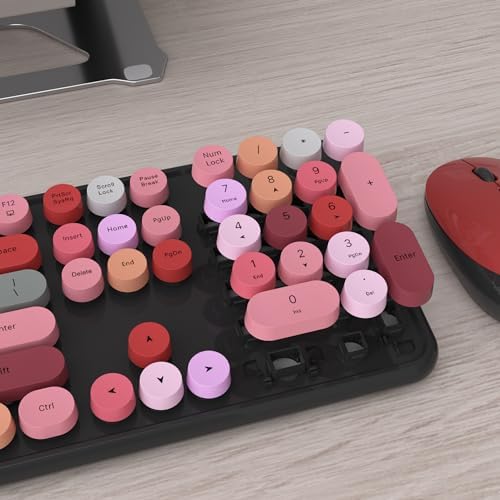 UBOTIE Colorful Wireless Keyboard and Mouse Combo (Black-Colorful)
