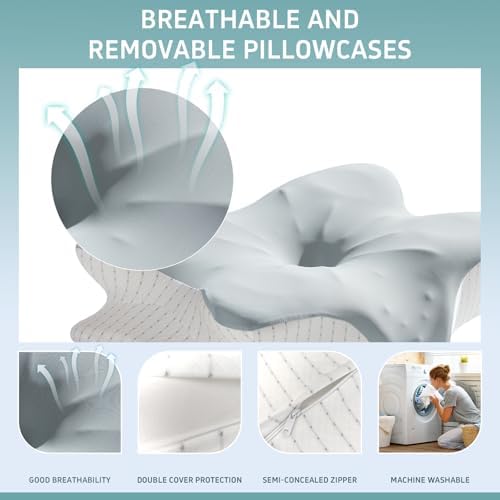 Cervical Pillow, Butterfly Shape Ice Silk Foam (Gray)