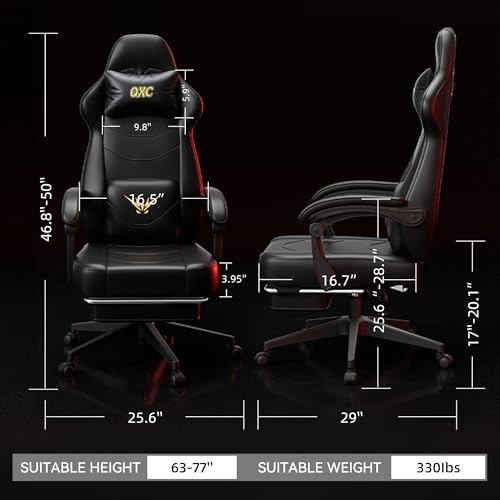Gaming Chair for Adults with Footrest & Shiatsu Massage Lumbar