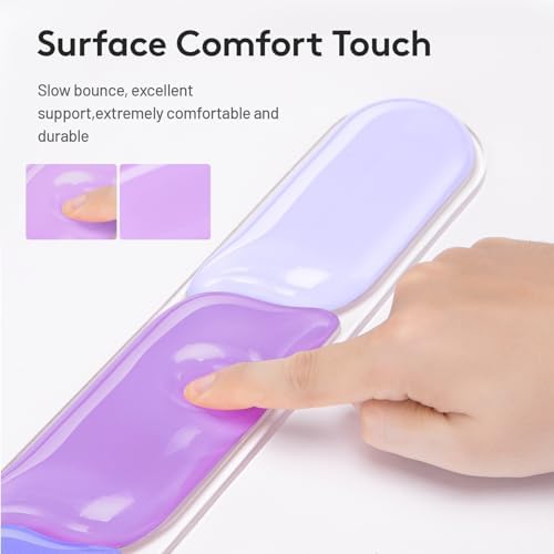Gel Keyboard Wrist Rest Pad Set, Ergonomic Keyboard Mouse Wrist Support for Typing Pain Relief, Upgrade Wrist Rest Support Pad, Purple Color Block