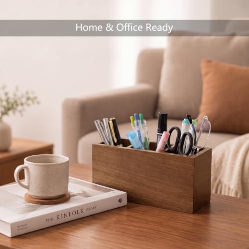 Walnut Wood Pen Holder for Desk with 3 Slots (Walnut Wood)