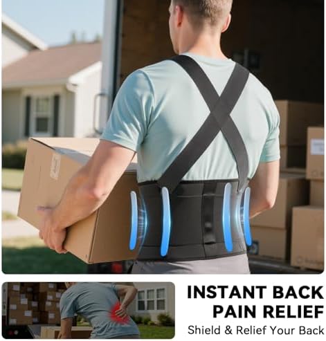 Work Back Brace for Men & Women, Adjustable Lower Back Support Belt
