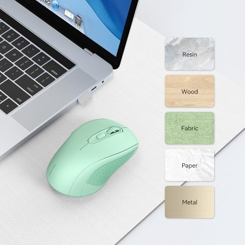 TECKNET 2-in-1 Bluetooth Mouse (BT 5.0/3.0+2.4Ghz), 6-Level 4000 DPI-Green