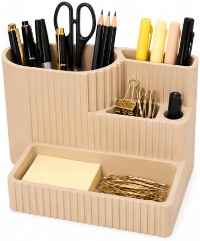 Desk Organizer with Multiple Compartments, Desktop Organizer for Office Supplies, Pens, Pencils, Markers, Scissors, Sticky Notes & Paper Clips, Modern Desk Storage for Home Office, School & Dorm