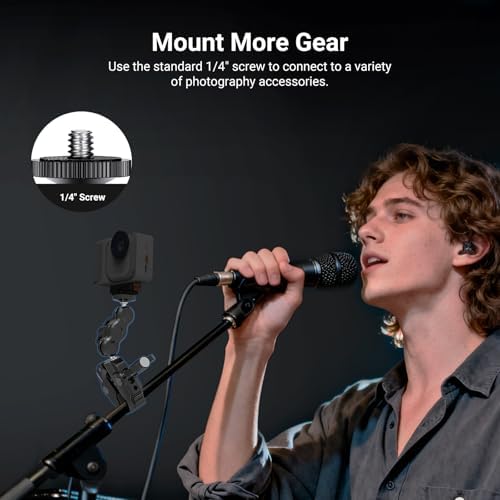 NEEWER Magnetic Mobile Phone Holder with Super Clamp, Adjustable Metal Holder with 1/4 Inch Screw and Ball Heads, Magic Arm Compatible with MagSafe iPhone for Pole, Tripod, Microphone Stand, Table
