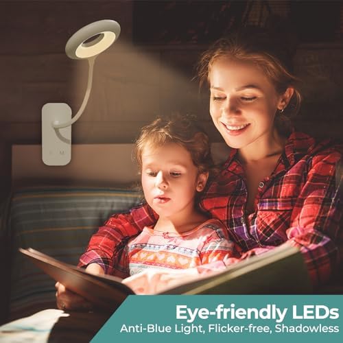 CUHIOY 2Pack Rechargeable Clip on Reading Light for Bed Headboard, White