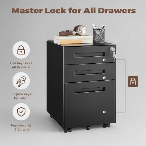 Guizeeopo Fully Assembled Home Office File Cabinet with Lock