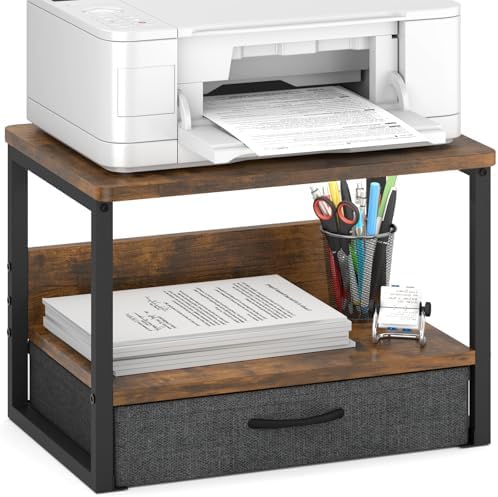 MARTY Desktop Printer Stand with Storage Drawer, Printer Riser for Desk
