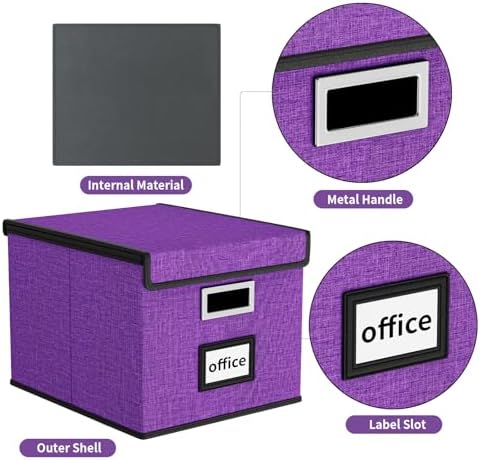 File Organizer Box with Lids, Collapsible File Folder Organizer