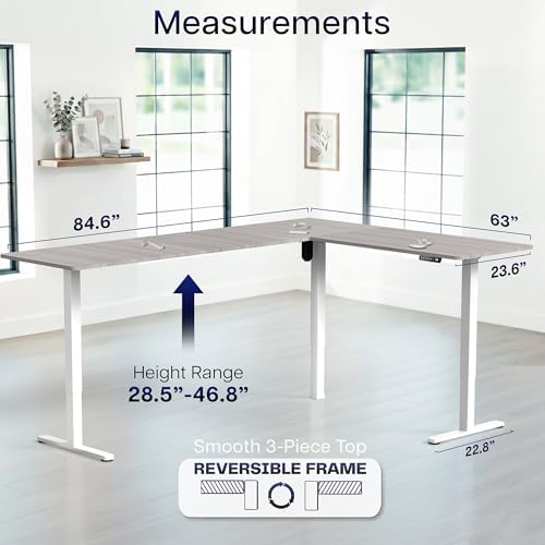 VIVO Dark Gray 84 x 63 in Corner Standing Desk, DESK-E3CTWG-84