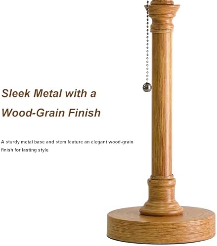 Oneach 19.5" Wood Grain Rustic Table Lamps Set of 2 for Living Room Bedroom