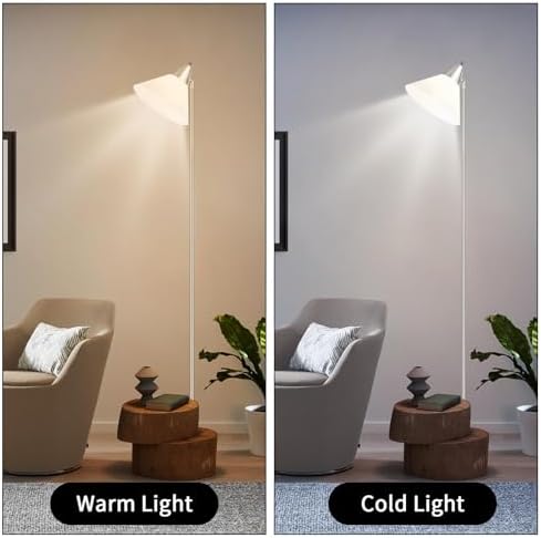 HonoDing Floor Lamp Standing Lamp Adjustable Head Arcylic Shade Floor Lamps for Living Room/Office/Bedroom (Satin Nickel)