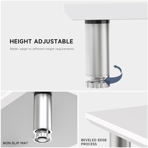Fenge 39.4” Dual Monitor Stand with Height Adjustable Legs, White