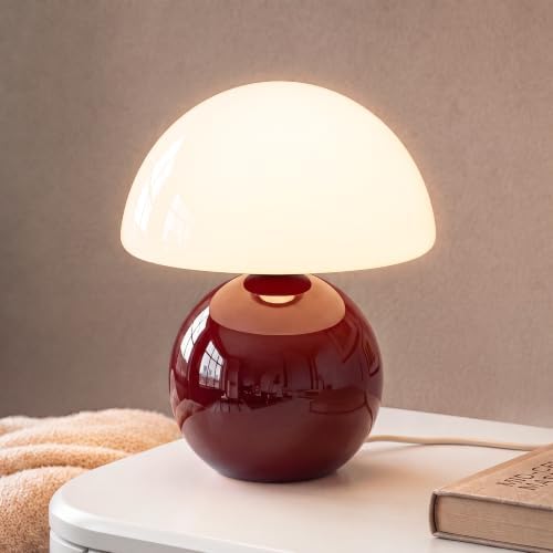 Dawnwake Mushroom Lamp Table Lamp for Bedroom-Small Table Lamps,Wine Red