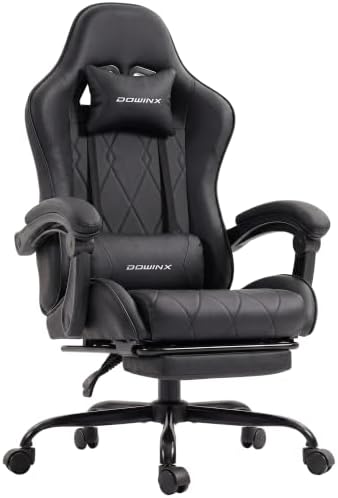 Dowinx Gaming Chair with Footrest, Ergonomic Office Chair, Black