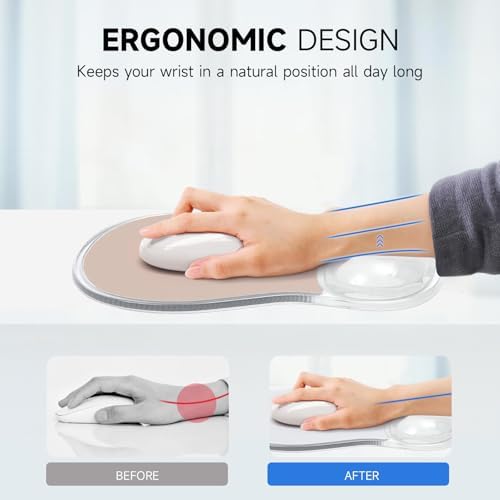 AUPET Ergonomic Mouse Pad with Gel Wrist Support – Non-Slip Mouse Mat with Comfortable Memory Gel Cushion – Relieves Wrist Pain – Designer Pattern for Home Office & Gaming (Flesh Color)
