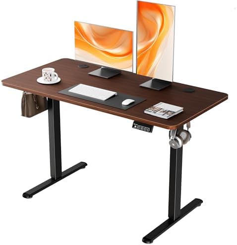 47"x24" Standing Desk, Height Adjustable Sit-Stand Home Office, Walnut