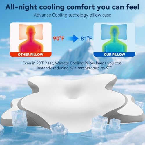 Ergo Pillow for Sleep Apnea, Neck Pain & Snoring Relief, Cervical Neck Pillow for Side Sleeper,Orthopedic Memory Foam w/Ergonomic Neck Support, Medium Soft (White, Queen Size)