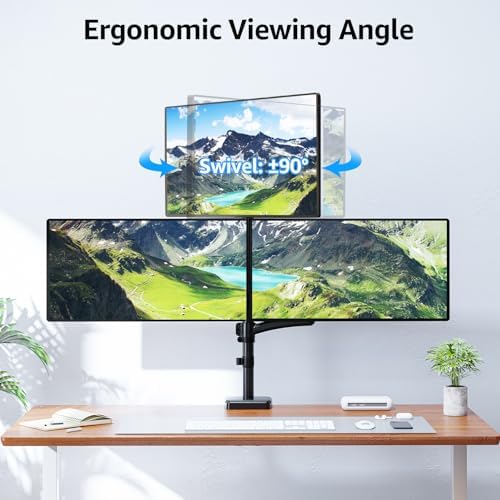 MOUNTUP Triple Monitor Mount Fits Max 32 Inch Screen, Holds 4.4-17.6lbs, 3 Monitors Desk Mount, Triple Monitor Stand for Desk, Adjutable Arm with Clamp/Grommet Base, for Home Office, 75x75/100x100