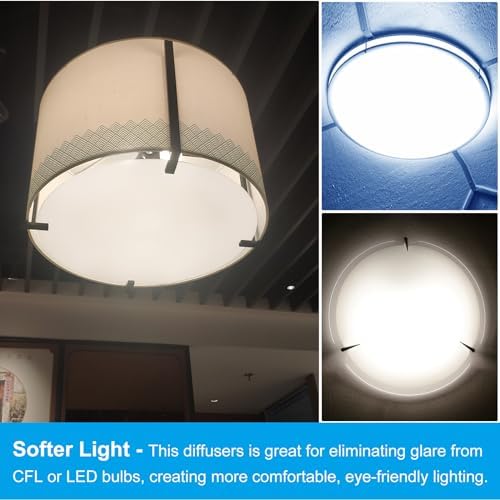 PATIKIL Lampshade Diffuser, 14" Diameter Round Diffuser for Drum Lampshades Pendants Light, DIY Light Shield, Frosted White