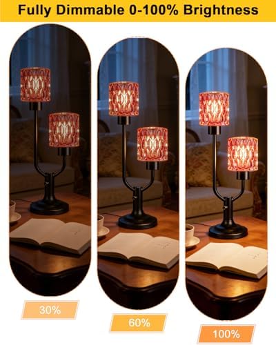 Lightdot Red Glass Vintage Lamp Mid Century Modern Table Lamp Dimmable Gift