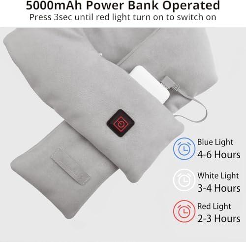 Neck Heating Pad, Electric Heated Scarf with 5000mAh Power Bank, Cordless Neck Warmer for Pain Relief