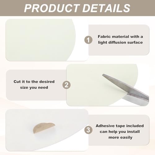 MECCANIXITY 7.1" Round Lampshade Diffuser, Anti-glare Lamp Shade Diffuser Fabric Lamp Cover for Desk Table Light Downlight Spotlight, Warm White 2pcs