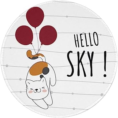 Cute Animal cat Flying with Balloon cat Mouse pad Cute,Gaming Mouse pad Small Non-Slip Round Mouse Pads for Wireless Mouse,Laptop,Desk