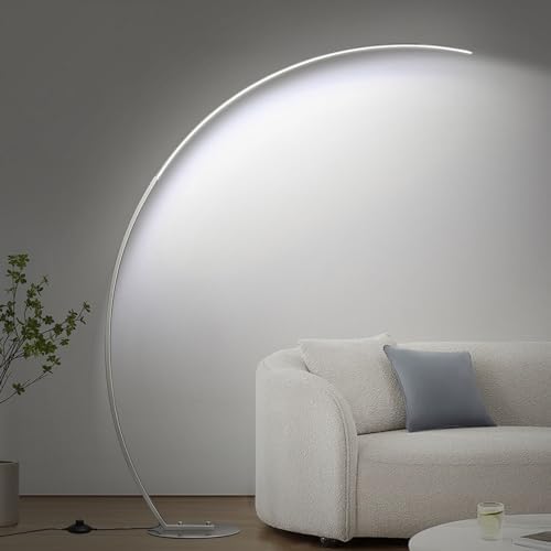 Dimmable LED Floor Lamp with 3 Color Temperatures, Ultra Bright 2000LM Brushed Nickel Arc Floor Lamps for Living Room, Modern Tall Lamp with Remote Control Reading Floor Lamp for Bedroom Office