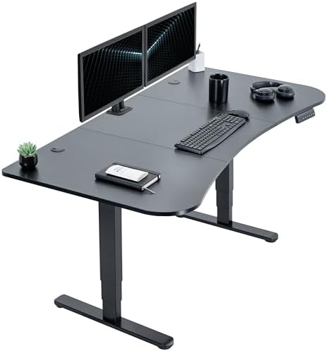 VIVO Black Carbon Fiber 63 x 32 in Standing Desk, DESK-KIT-2B1R