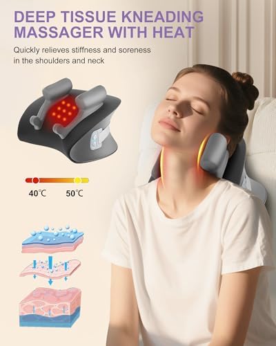 Upgraded Neck Massager Pillow with Heat, 3 Modes & 3 Intensities