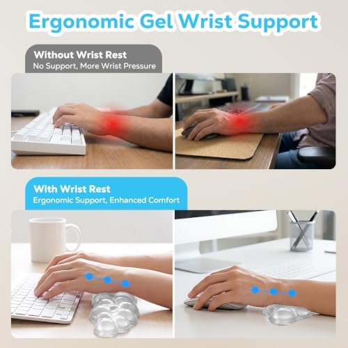 Moko Gel Cloud Wrist Rest for Keyboard and Mouse, Clear White