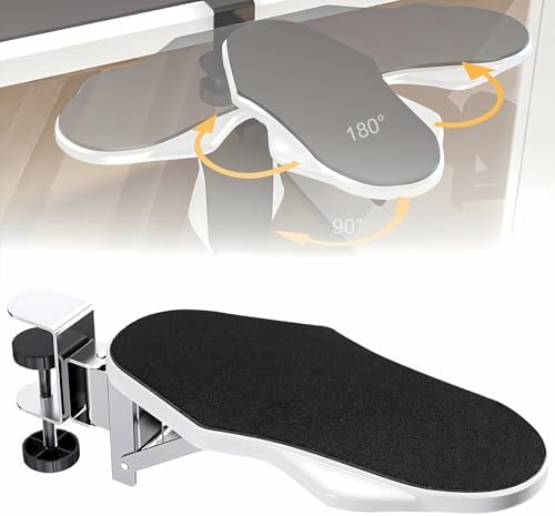 Computer Arm Rest for Desk, 180° Swivel and 90° Foldable, White
