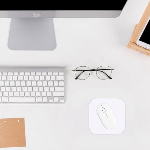 Mini Mouse Pad, 6x6 Inches, Waterproof Non-Slip Rubber Base, for Laptop, Keyboard Tray, Wireless Mouse, Home, Office, Travel (White)