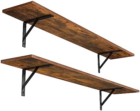 DINZI LVJ Long Wall Shelves, 47.3Inch Wooden Floating Shelves with Brackets