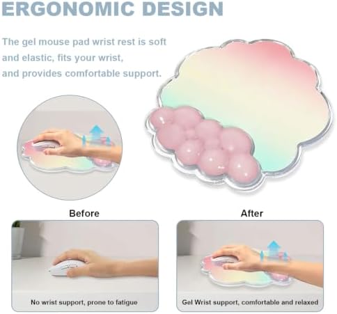 Pastel Cloud Wrist Rest and Gel Mouse Pad Support for Keyboard and Mouse