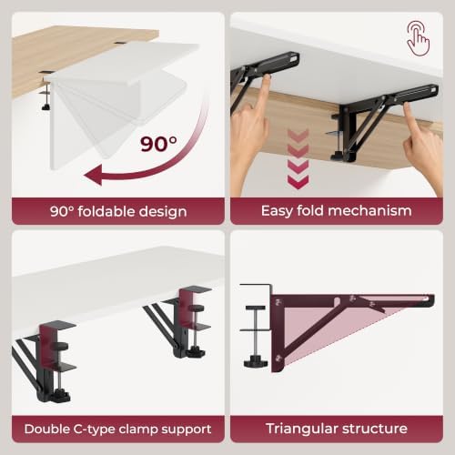 Desk Extender Tray, 16"×12" Clamp-On Arm Rest Shelf
