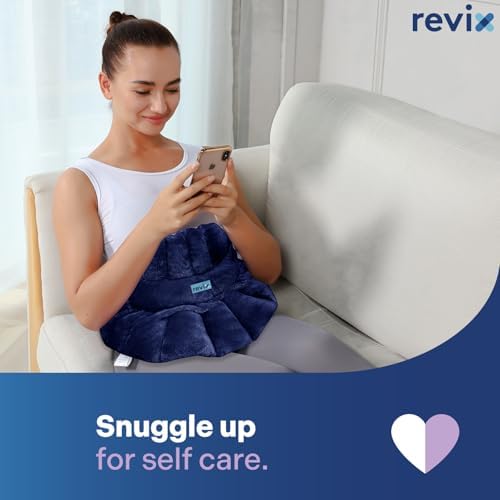 REVIX Microwavable Heating Pad for Neck Shoulders & Back, Moist Heat, Navy