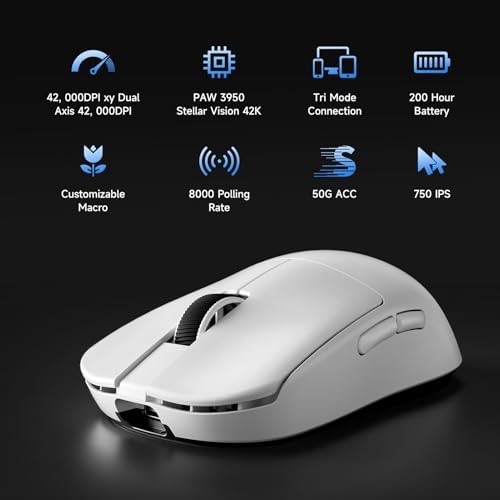 MCHOSE L7 Ultra+ Wireless Gaming Mouse, Ergonomic Mouse Lightweight 48g