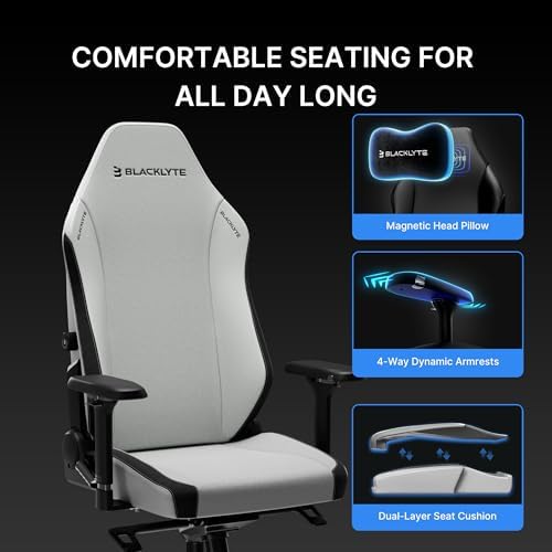 Blacklyte Athena Pro Gaming Chair, Gray, Fabric