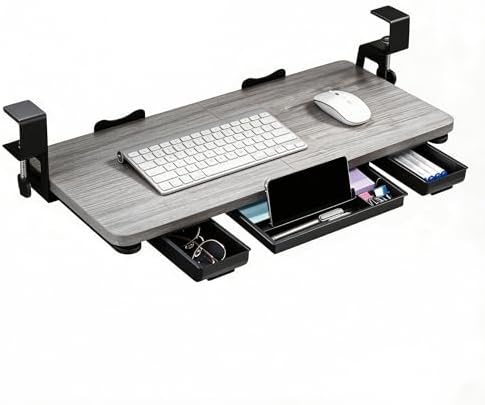Keyboard Tray Under Desk with Drawer,26.77" X 11.81" (Grey)
