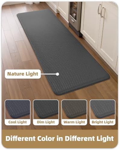 Color&Geometry Antifatigue Kitchen Mat for Floor 20x47-3/4 in Thick, Grey