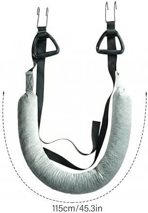 Neck Stretcher Cervical Traction: Cervical Neck Traction Device, Hanging Decompression Device with Wrist Straps & Hooks, Fits Home Pull-up Bars, Silver, One Size