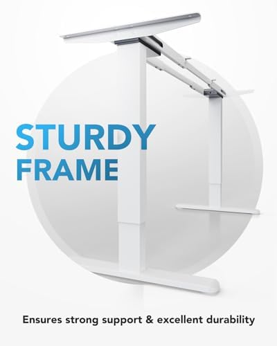 HUANUO Electric Standing Desk Frame with 265 lbs Dual Motor,Thick T-Shaped Desk Legs Made of Automotive-Grade Steel,for Max 90″x31.5″ Desktop, Height Adjustable Desk Frame for Home Office,Frame Only