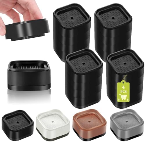 4 Pack Furniture Risers 4 Inch, Adjustable Bed Risers Heavy Duty for Table Desk Couch Chair Sofa Cabinet Bed Legs Dorm, Square Stackable Bed Raisers Blocks Lift Height 1", 2",3"or 4", Black