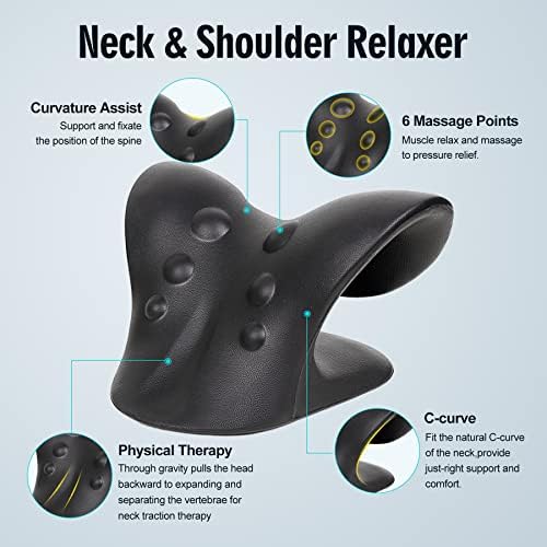 ComfortLife Neck Stretcher for Pain Relief, Neck and Shoulder Relaxer Cervical Traction Device Pillow for Muscle Relax and TMJ Pain Relief(Black)