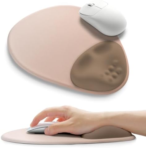 Palm-Rest and Wrist-Hugging Mouse Pad Wrist Rest, Ergonomic Wrist Support with Curve Fitting Cushioned Memory Foam for Carpal Tunnel Pain Relief, 9.9 x 8.3 Inch, Mocha Sand