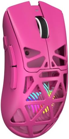 Aula SC620 Wireless Gaming Mouse, Tri-Mode 2.4GHz/USB-C/BT5.3 Computer Mouse with 12000 DPI, Programmable Macro Gamer Mouse with Rapid Fire Key, RGB Light Gaming Mice for PC/Laptop/Mac(Hot Pink)